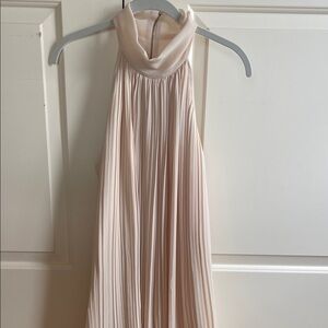 Elegant Pleated Halter Dress in Cream